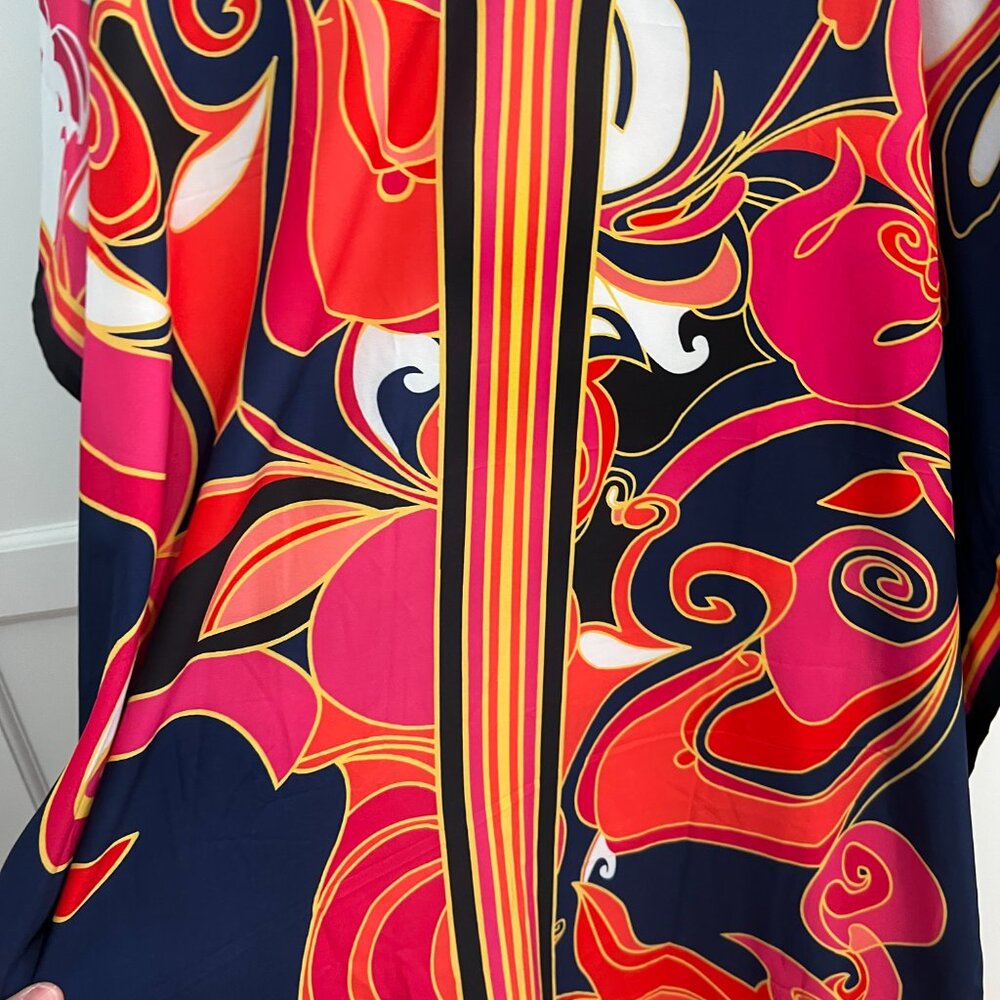 Eddoyee Women Long Print Swimwear Cover Up Sexy V Neck Side Split Beach Caftans - Picture 4 of 5